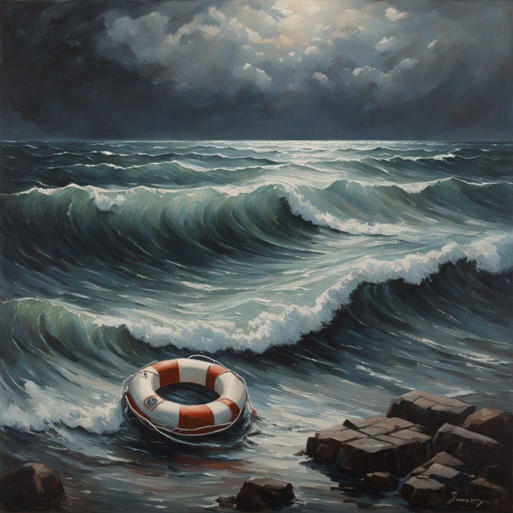 Serenity on the Stormy Sea in Oil Painting
