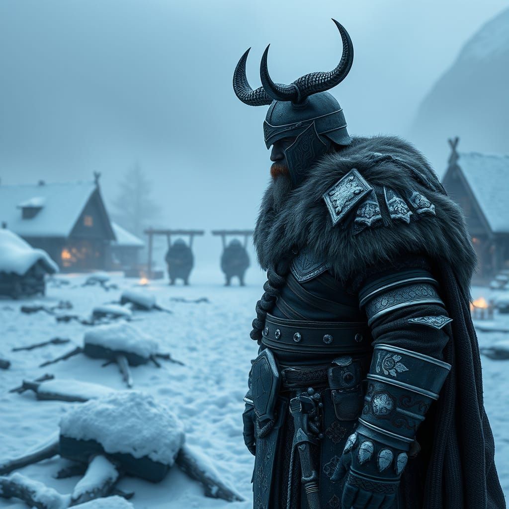 Viking Warrior in Winter War Camp, Rendered in Exquisite 3D ...