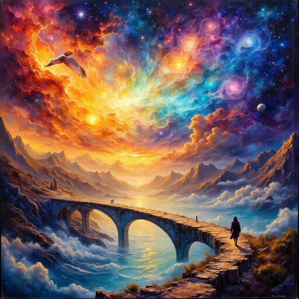 Heavenly Alignment: Oil Painting of Human Psyche