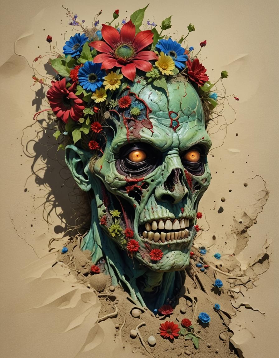 Surreal Desert Zombie Metamorphosis in Ultra Realistic Style