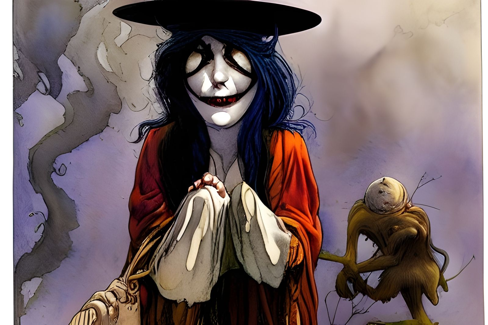 Morbius and Babadook Watercolor Concept Art