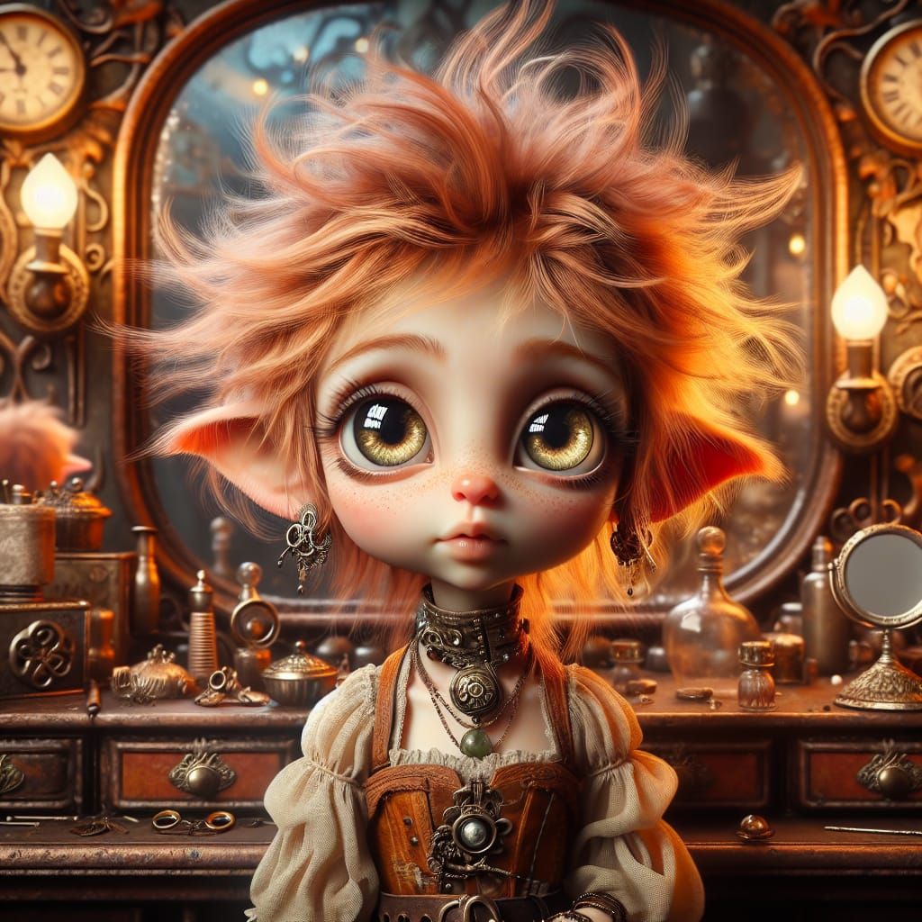 Steampunk Pixie in Enchanted Vintage Setting
