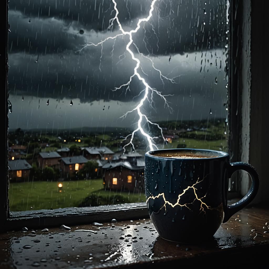 Stormy Still Life Reflected in Ceramic Mug