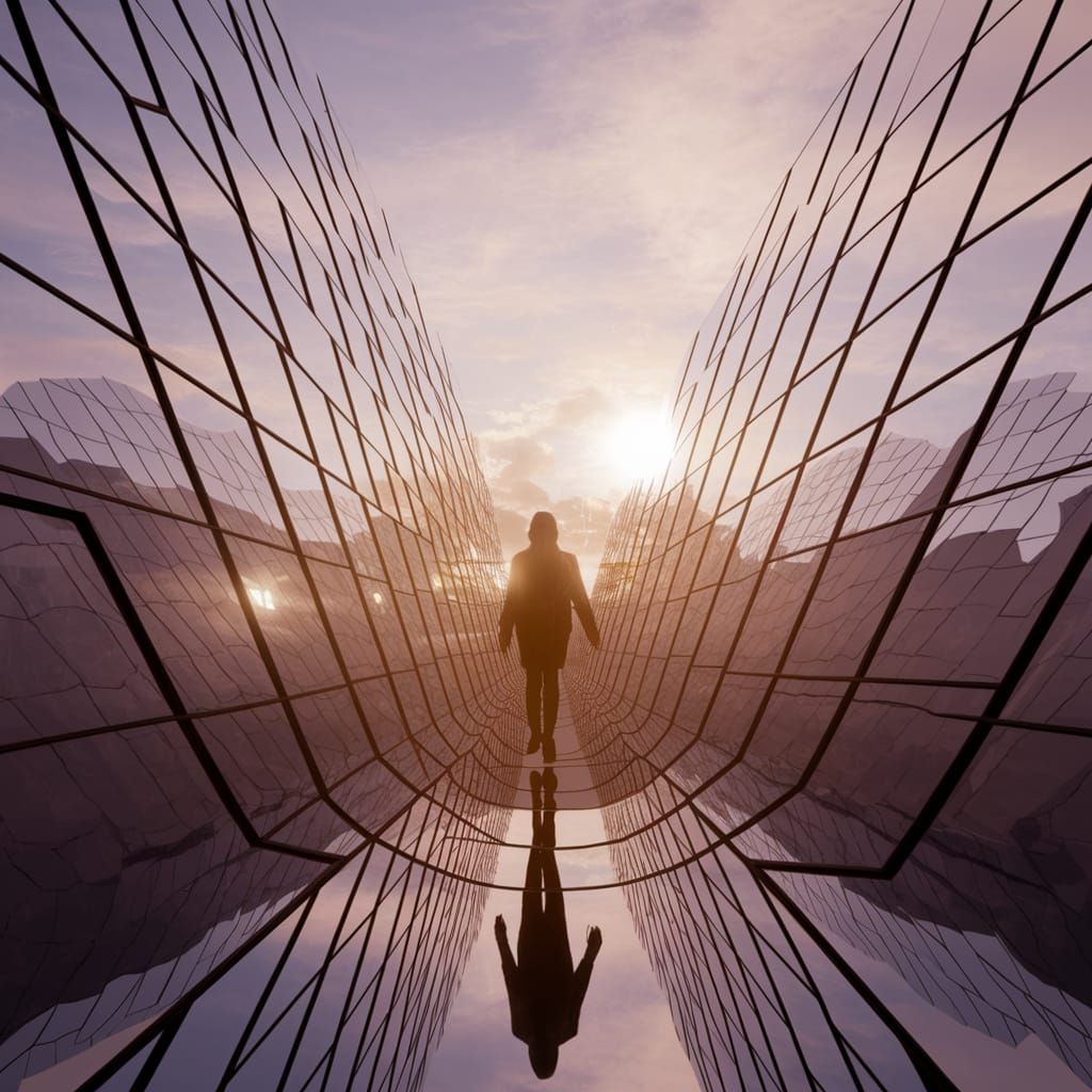 Upside Down Reflection in Endless Mirrors