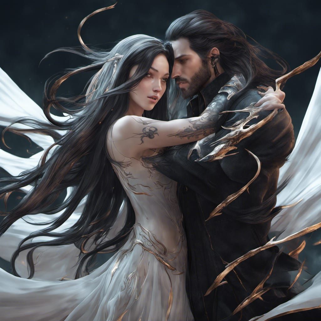 Detailed Portrait of Woman with Long Black Hair