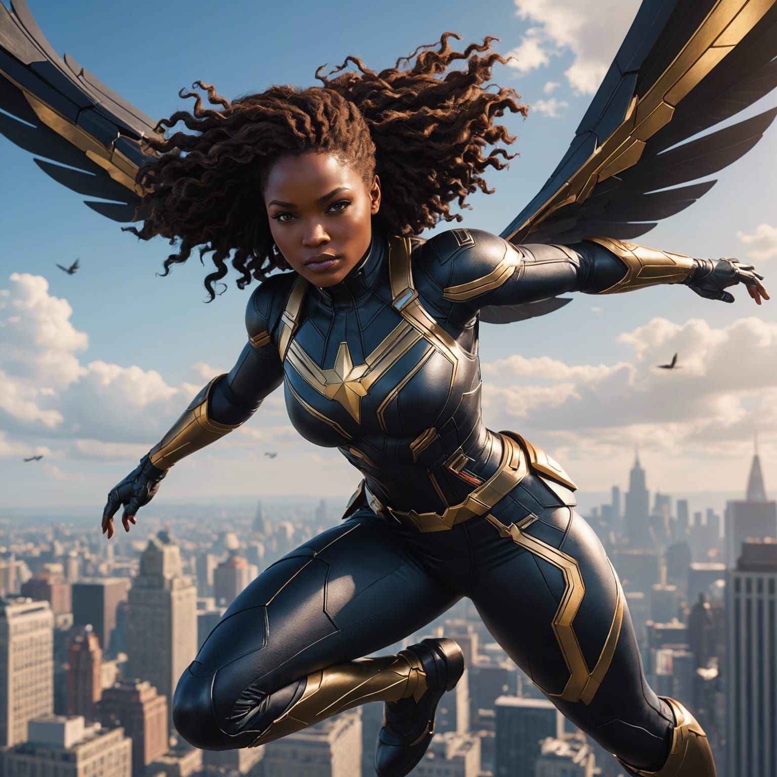 Black Female Marvel Character in Anime Style