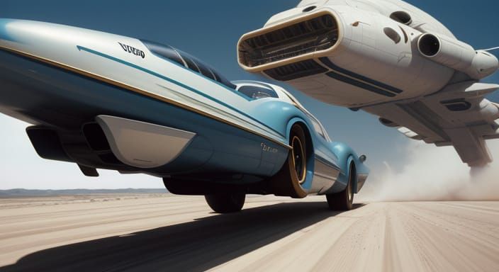 Retrofuturistic Highwayman in Azurite Spaceship