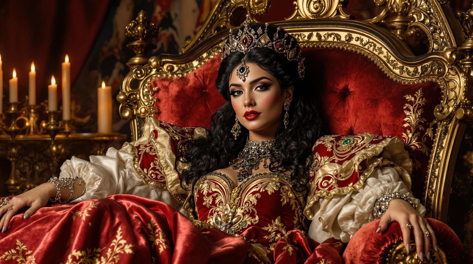 Gorgeous Lounging Queen Oil Portrait