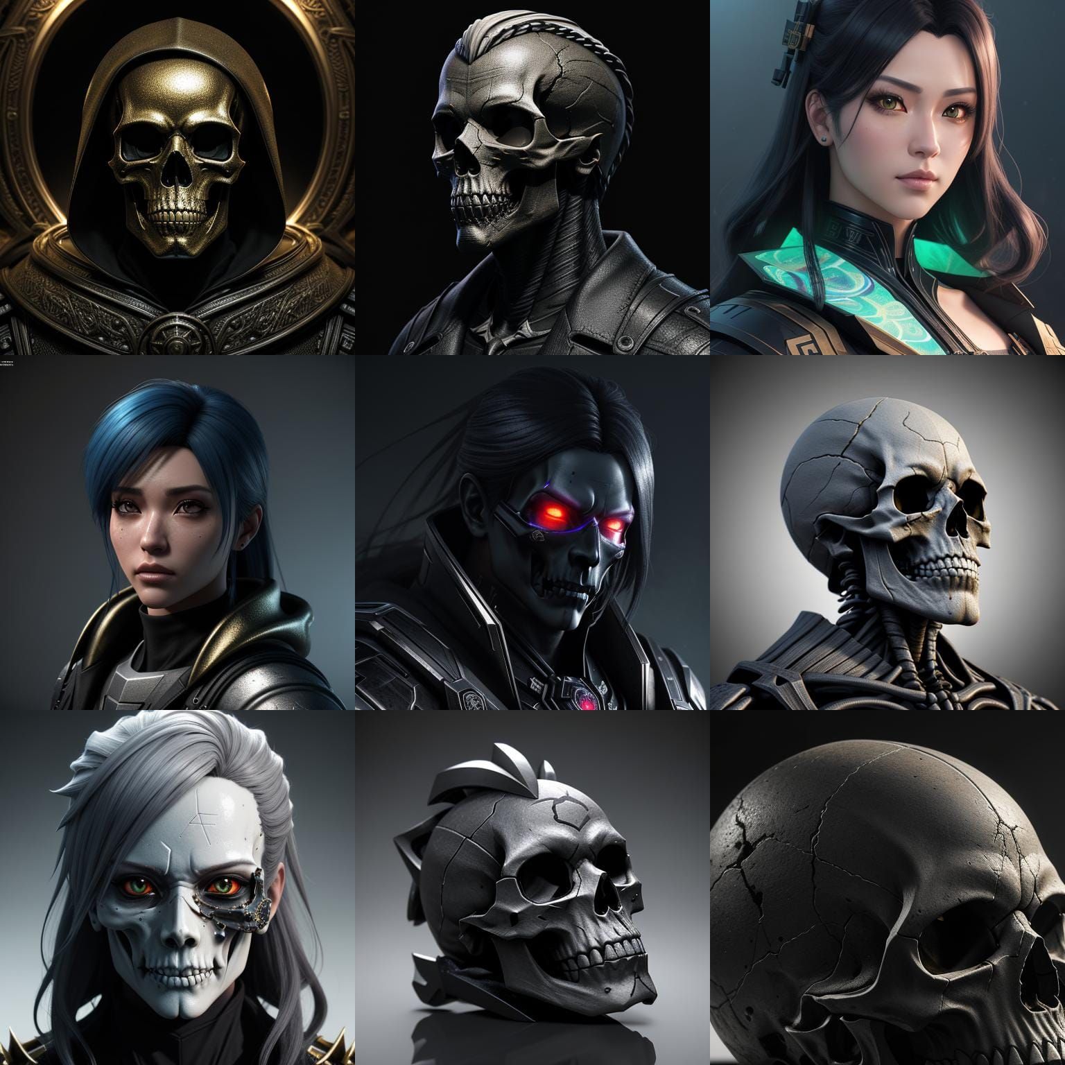 Detailed 3D Skull in Anime Art Style