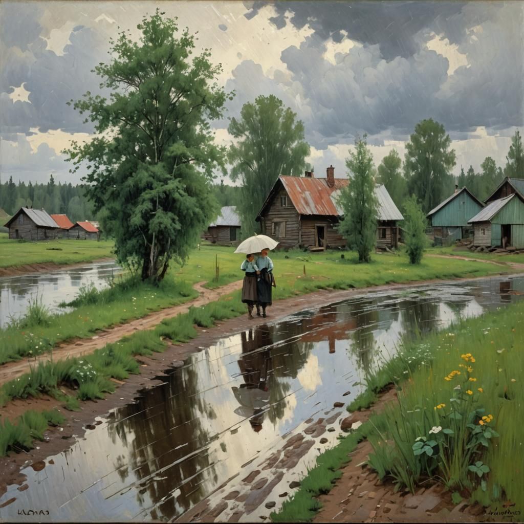Summer Rainy Day in Village: Levitan Style
