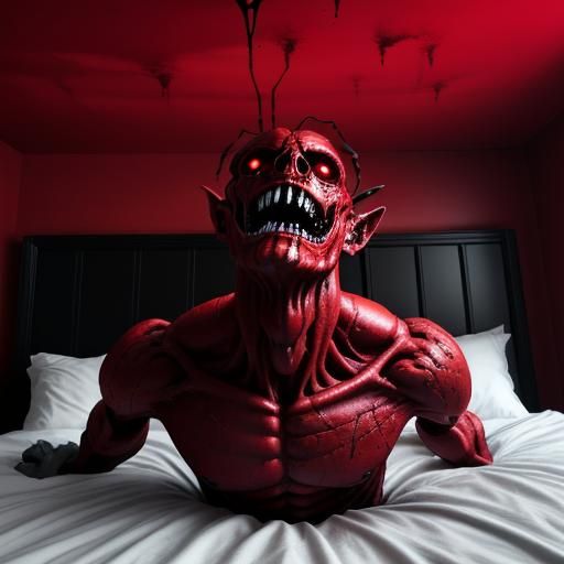 Terrifying Red Sleep Paralysis Demon Levitating