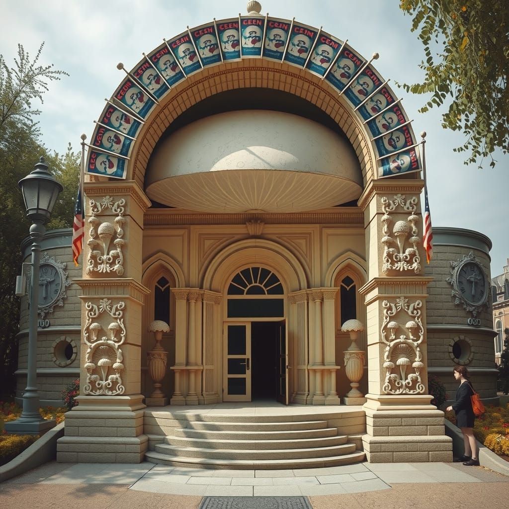 Whimsical Mushroom Spectacle in Linocut Style