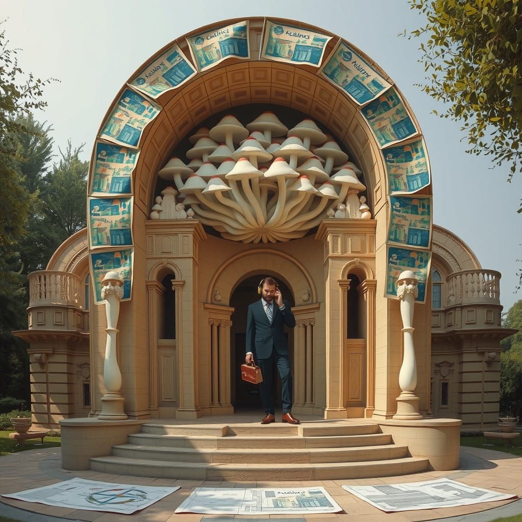 Whimsical Cityscapes of Giant Mushrooms and Chewing Gum Arch...