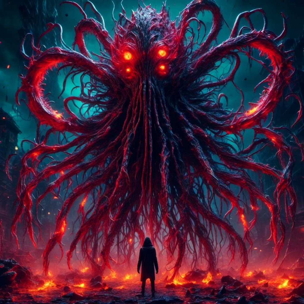 Lovecraftian Warlock: Surreal Burning-Eyed Monstrosity