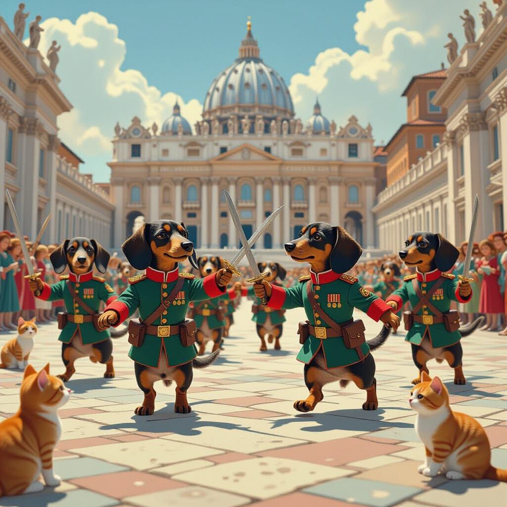 Dachshunds vs Cats in Vatican Miniature War