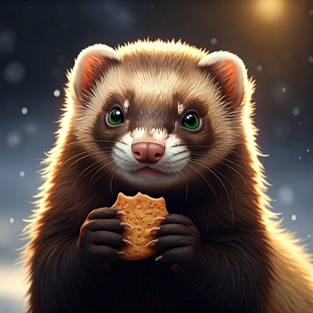 Donner the Ferret in Whimsical Winter Wonderland