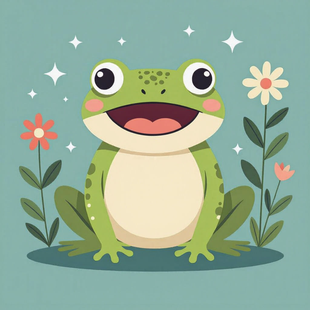 Minimalist Frog Illustration in Scandinavian Style