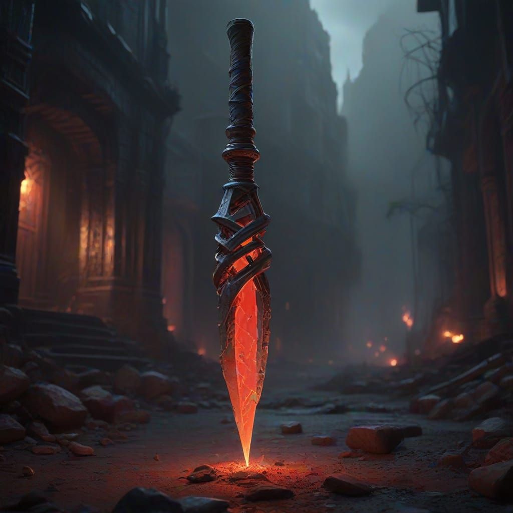 Epic Hellish Dagger in a Deadly Red Aura