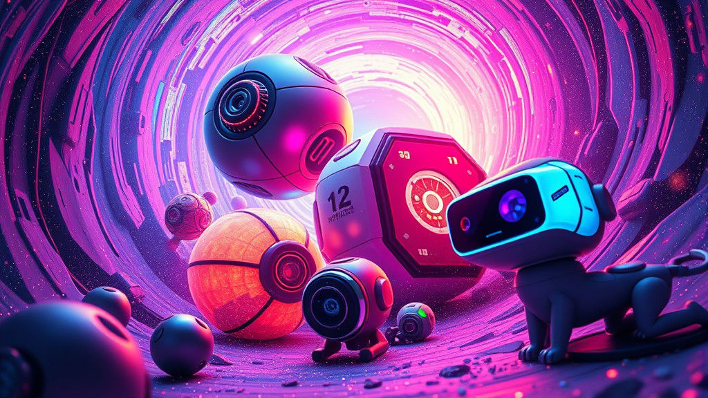 Futuristic Toys Emerge from Iridescent Wormhole