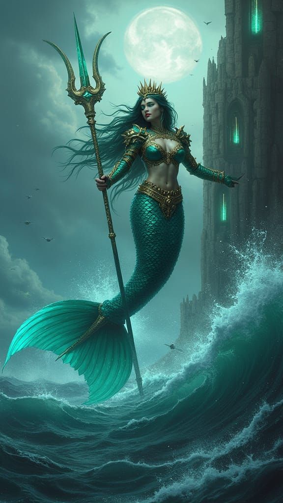 Mermaid Goddess Rising from Stormy Seas