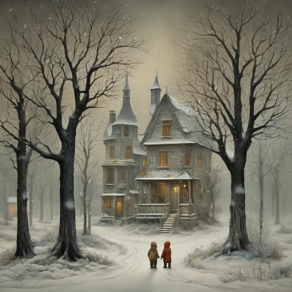 Toddler in Snowstorm: Intricate Detailed Illustration