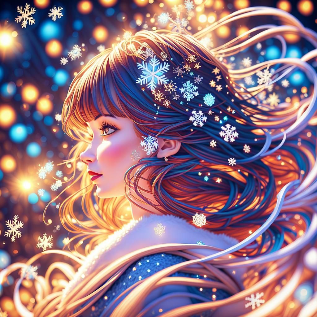 Anime-Inspired Winter Wonderland Portrait