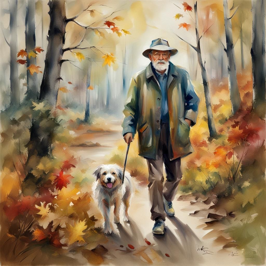 Autumn Forest Walk in Impressionist Style