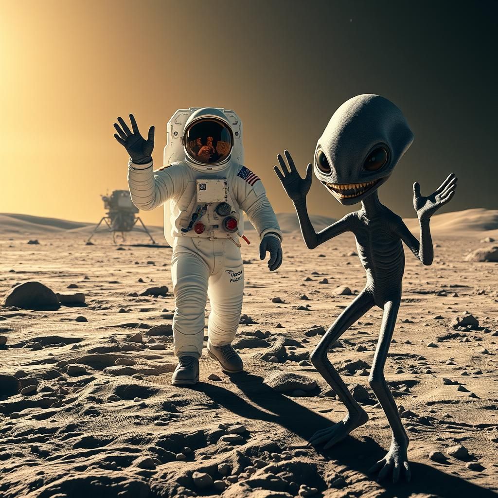 "That's one small step for a man, one giant photobomb for alienkind."