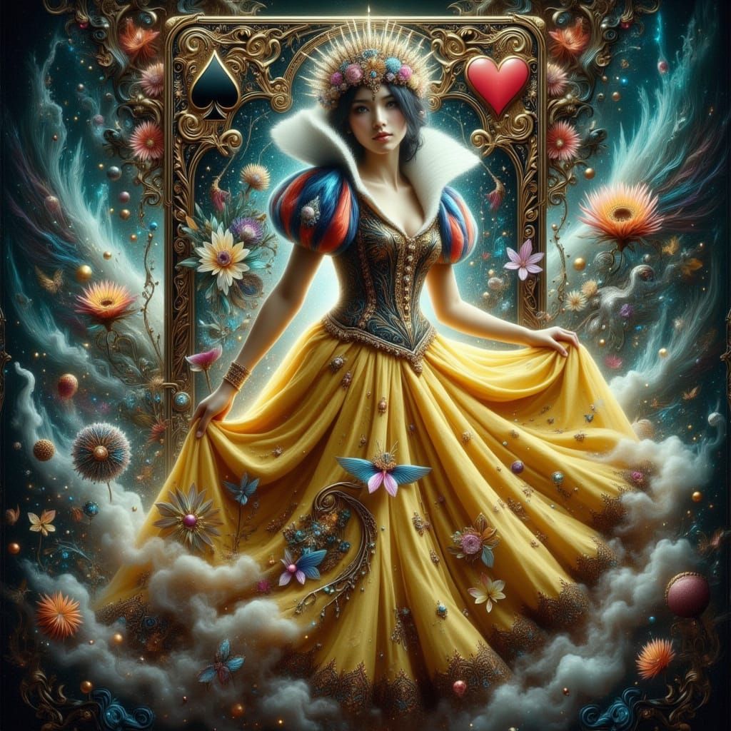 Snow White Emerges from Antique Playing Card