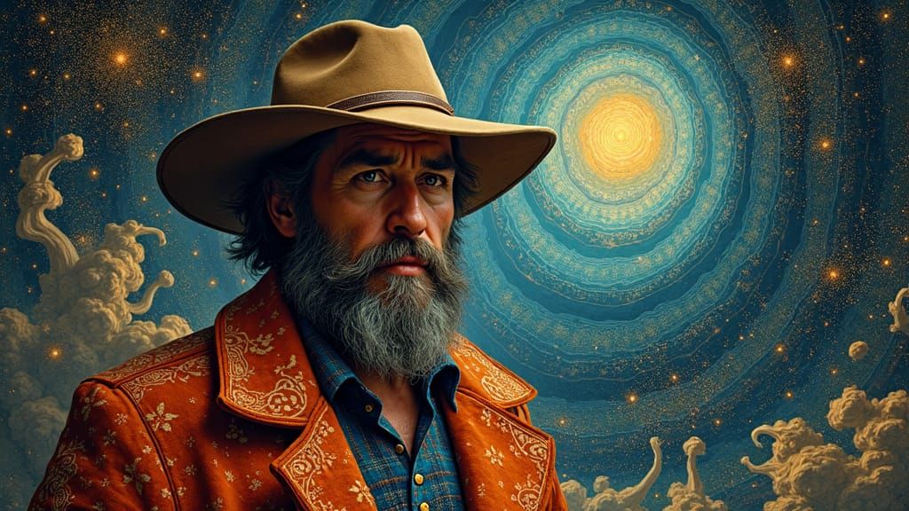 Majestic Frontiersman in Surreal Minimalist Style