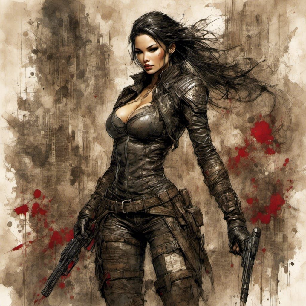 Dynamic Superheroine in Modern Costume, Poster Art Style