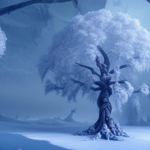 Great Ice Tree of Winter: Detailed Matte Painting