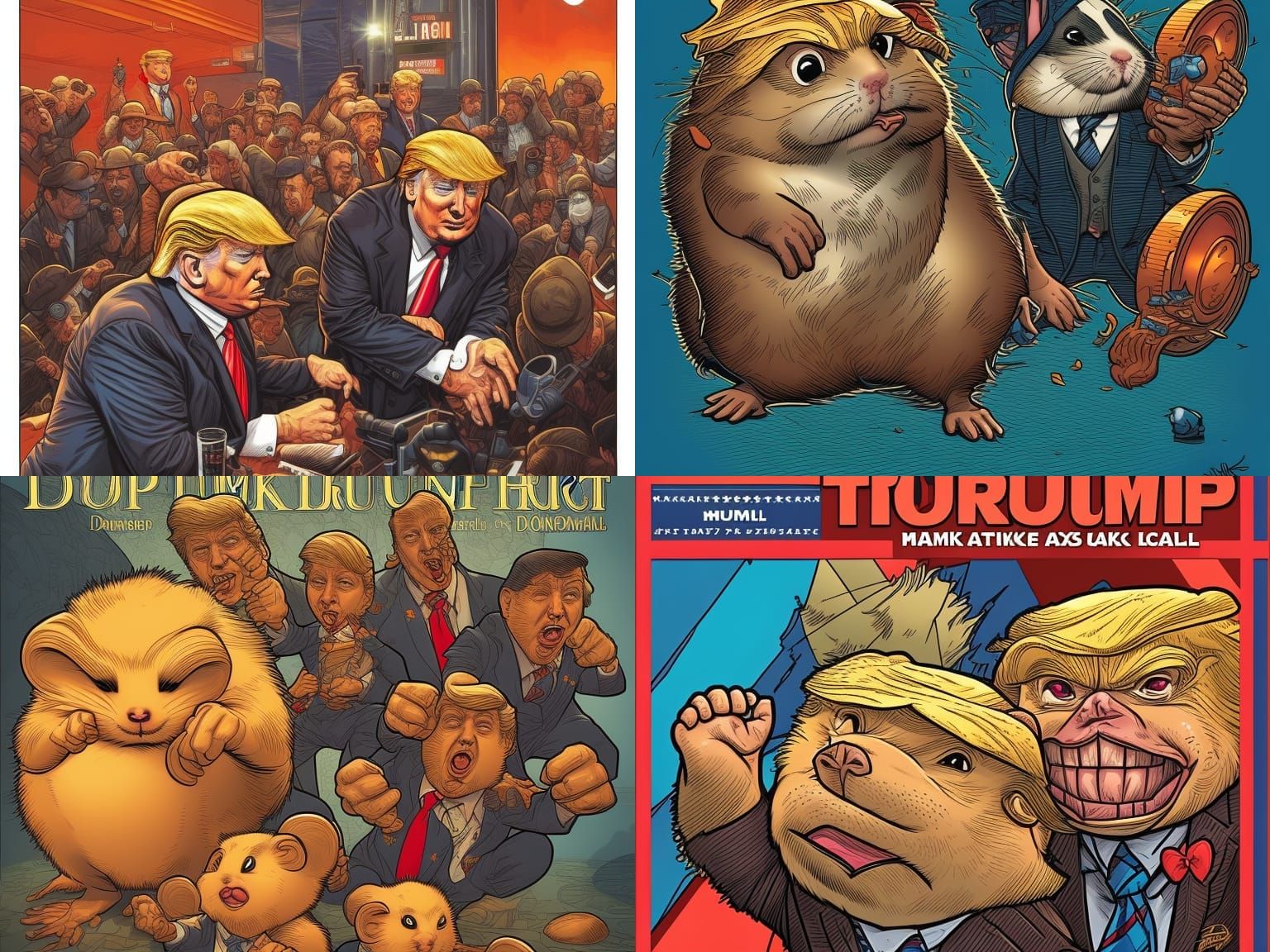 Donald Trump Hamster in Comic Book Art