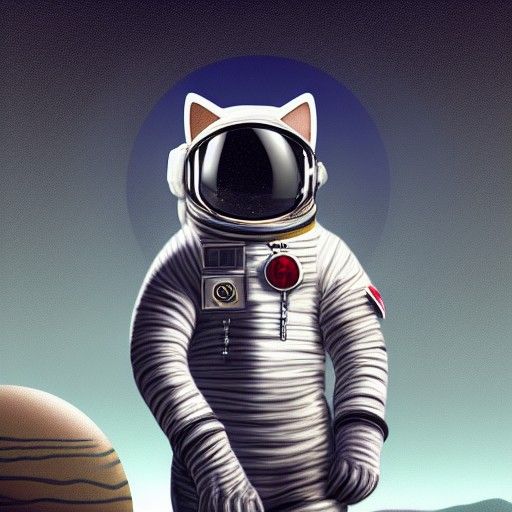 Cat Astronaut Matte Painting in Space