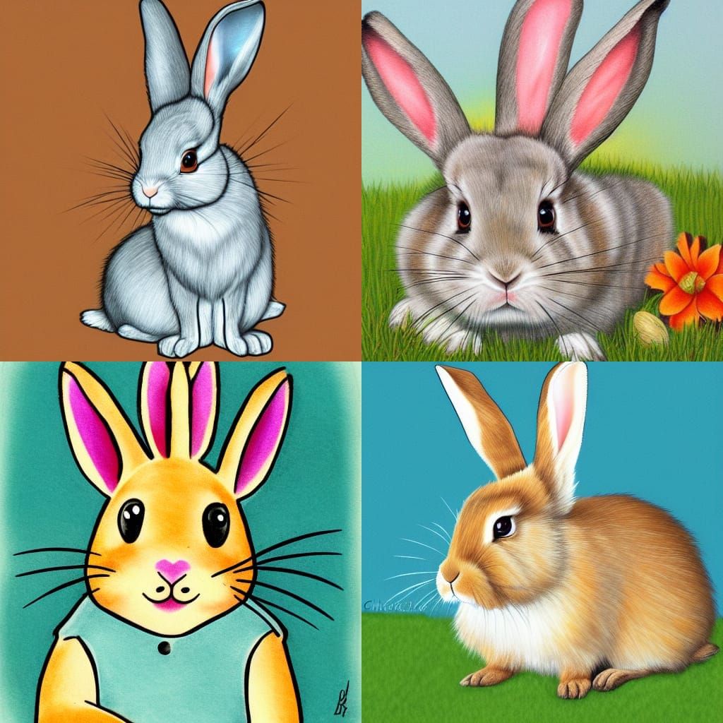 Cute Rabbit in Childish Art Style