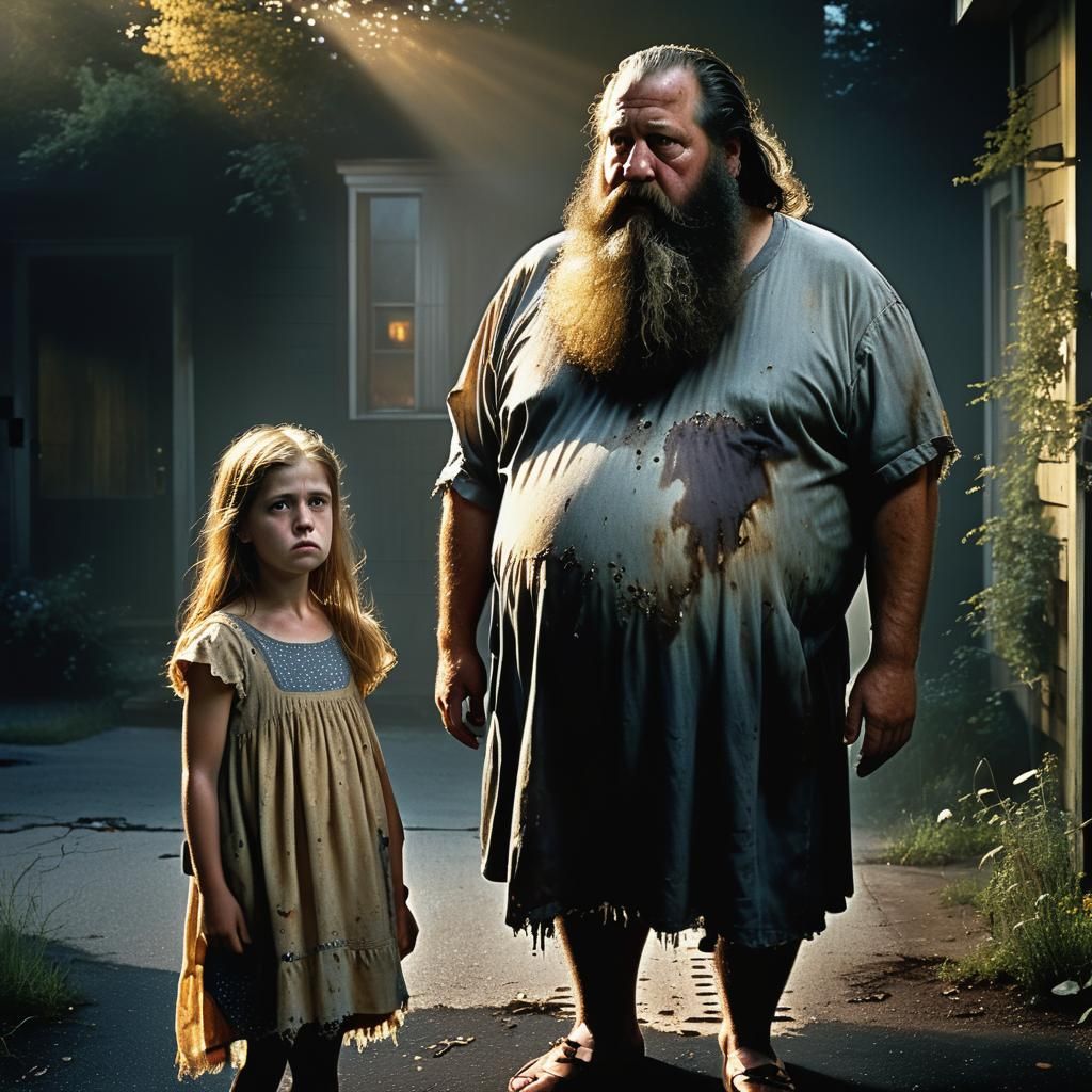 Eerie Portrait of a Girl Teasing a Man