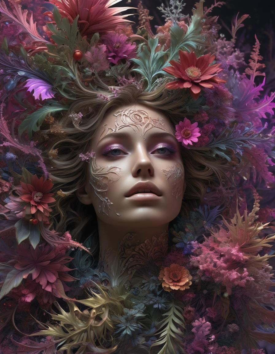 Surreal Fractal Expressionism: Alien World with Woman