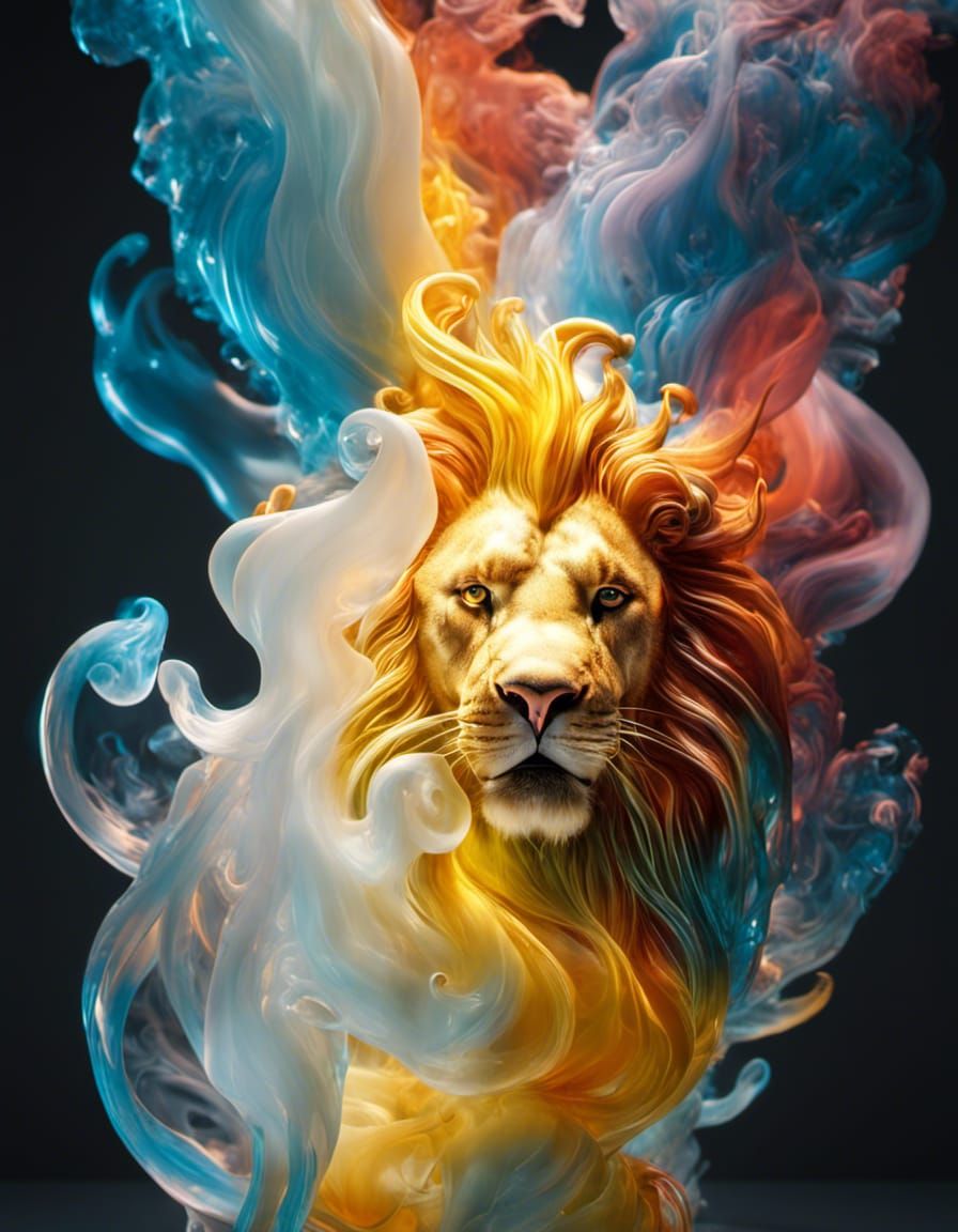 Glassblown Lion Figurine with Cosmic Energy