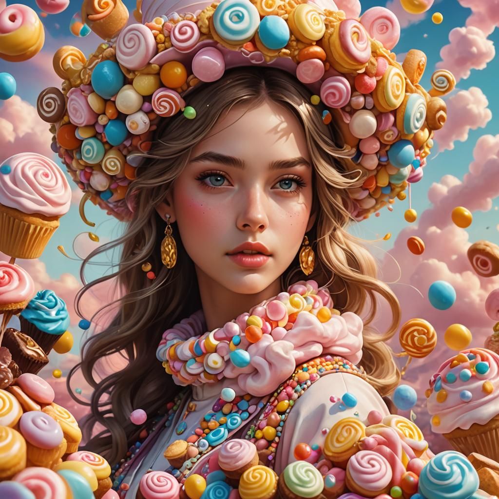 Woman's Hat Made of Sweets: Fantasy Concept Art