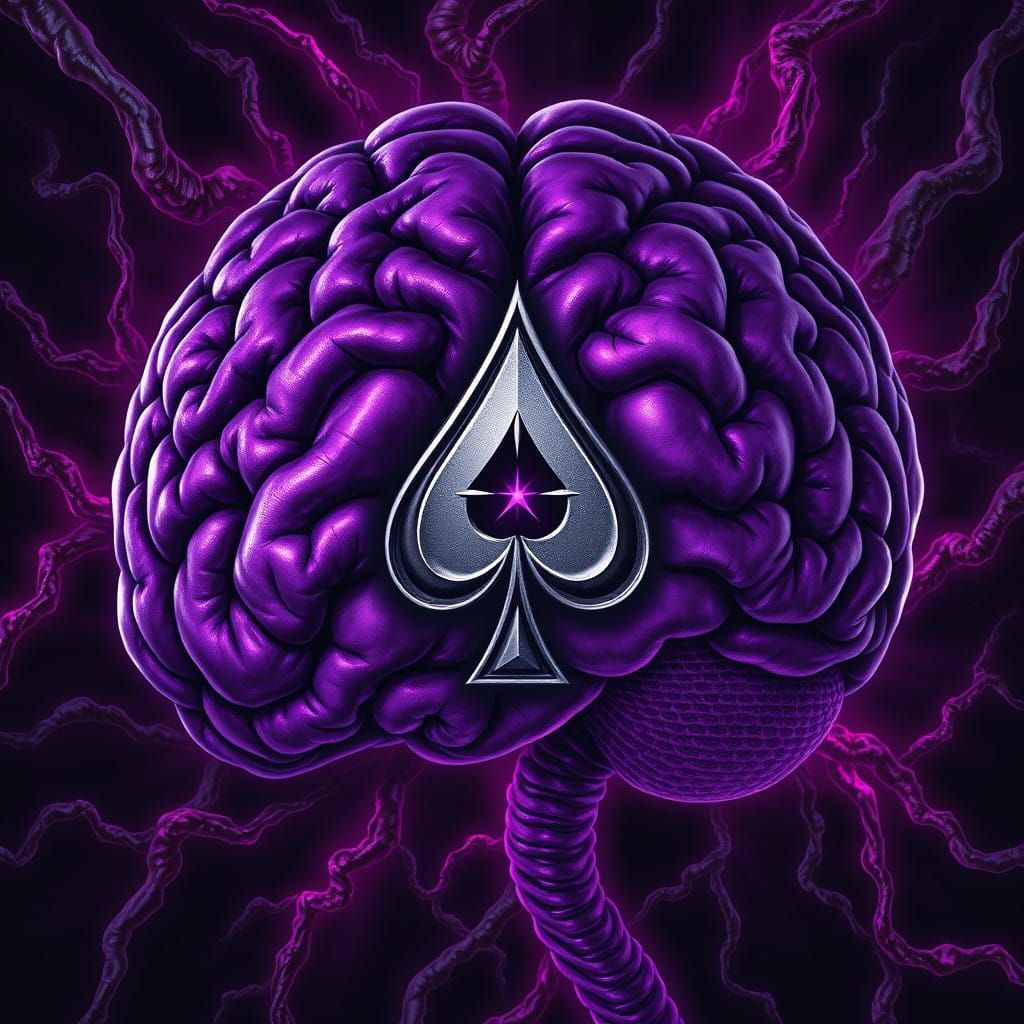 Dark Alien Brain with Shifting Bloody Veins and Ace of Spade...