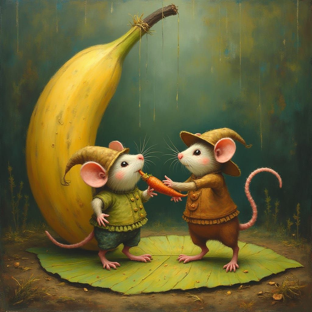 Dancing Mice in a Whimsical Dürer-esque Scene