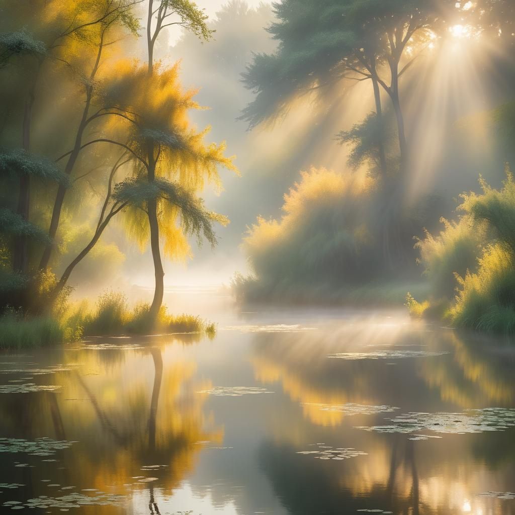 Impressionistic Sanctuary Bathed in Golden Light