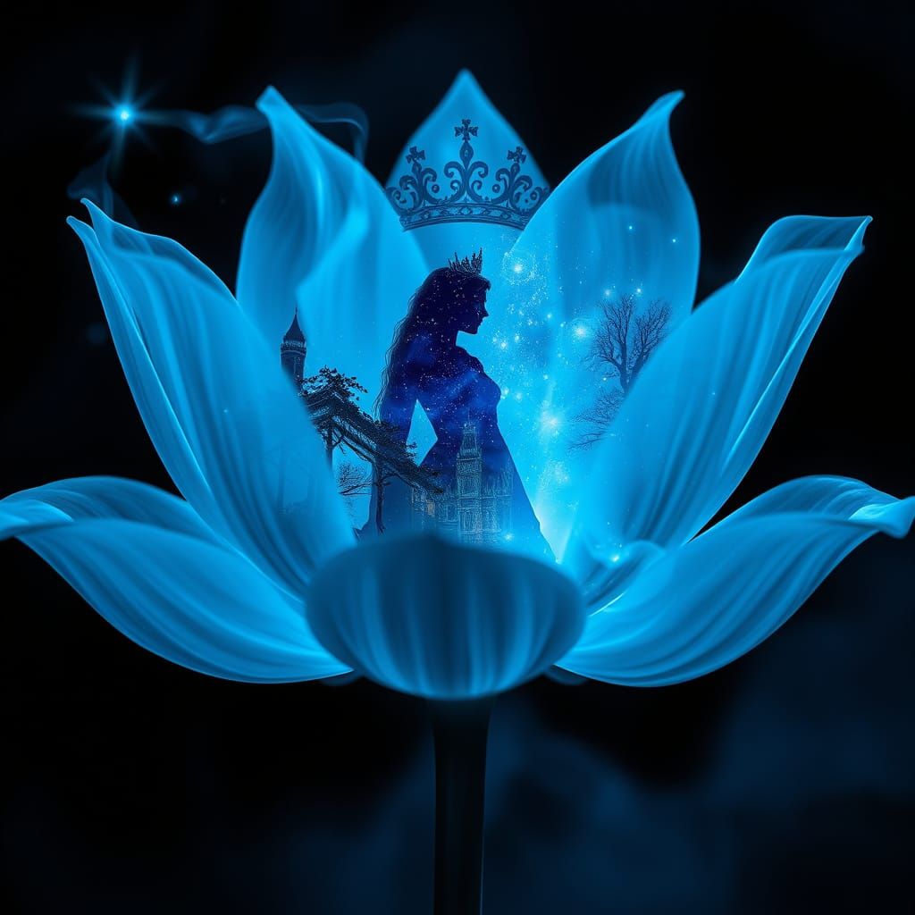 Ghostly Blue Smoke Lotus with Galaxy Princess