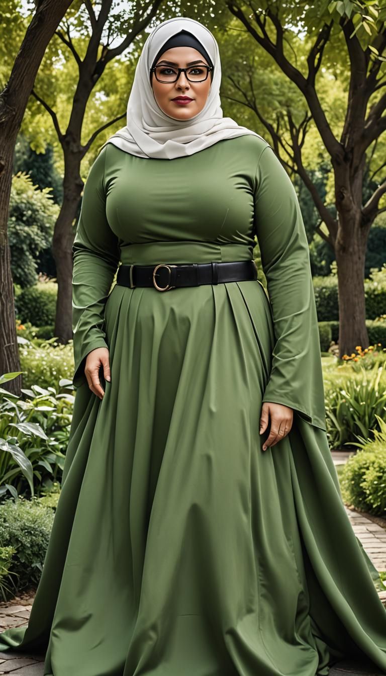 Niqabi Woman in Garden: Photorealistic Pop Art Portrait