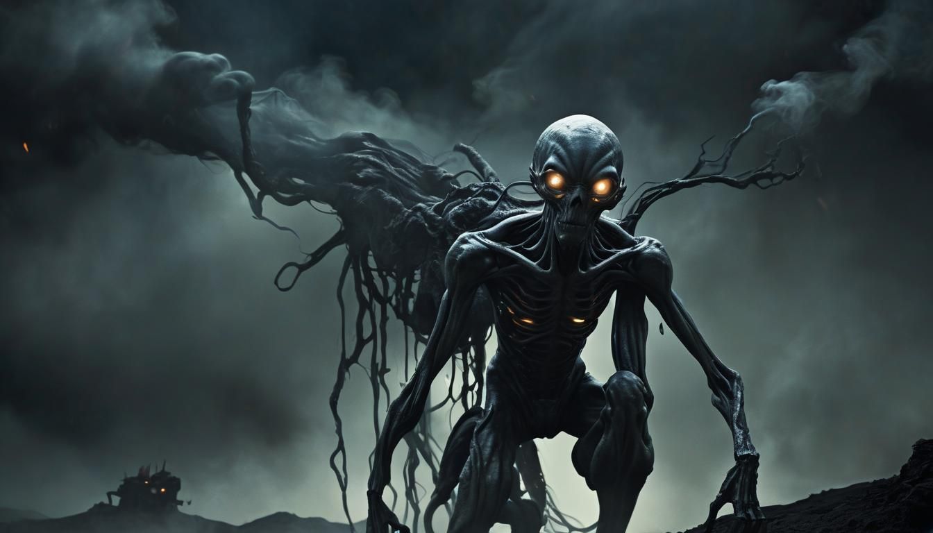 Dystopian Zentauri Alien in a Surreal Landscape