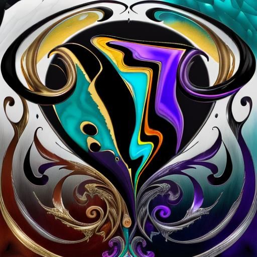 Psychedelic Abstract Calligraphy with Deep Triadic Colors