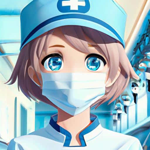 Kind Nurse Illustration in Studio Ghibli Anime Style