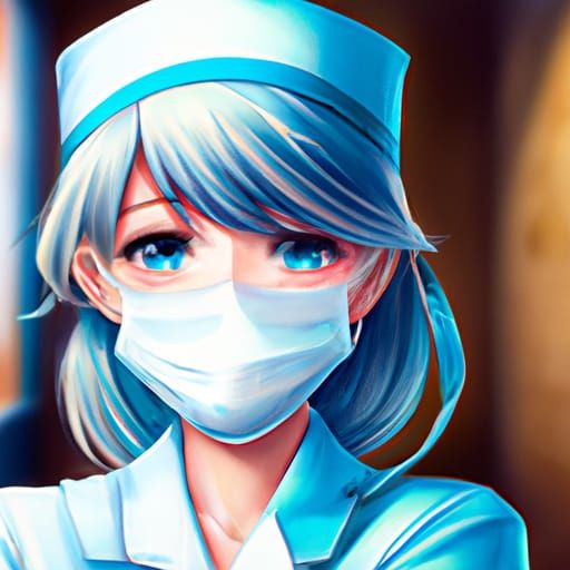 Kind Nurse in Anime Style by Makoto Shinkai