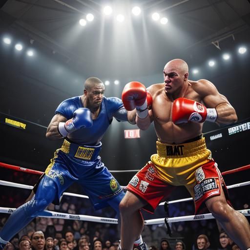 Man Boxing Against Giant Robot Boxer
