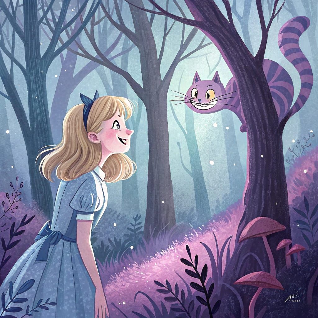 Ethereal Cat-like Figure in Dreamlike Twilight Forest